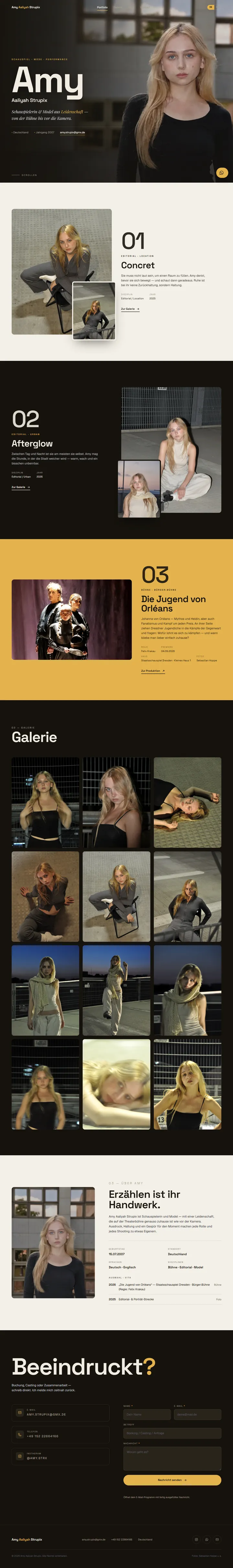 Gesamte Startseite der Website von Amy Strupix